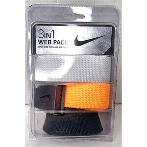 Nike Golf 3In1 Web Pack Adjustable Belts Size Fits Up To 42 Gray Orange Black